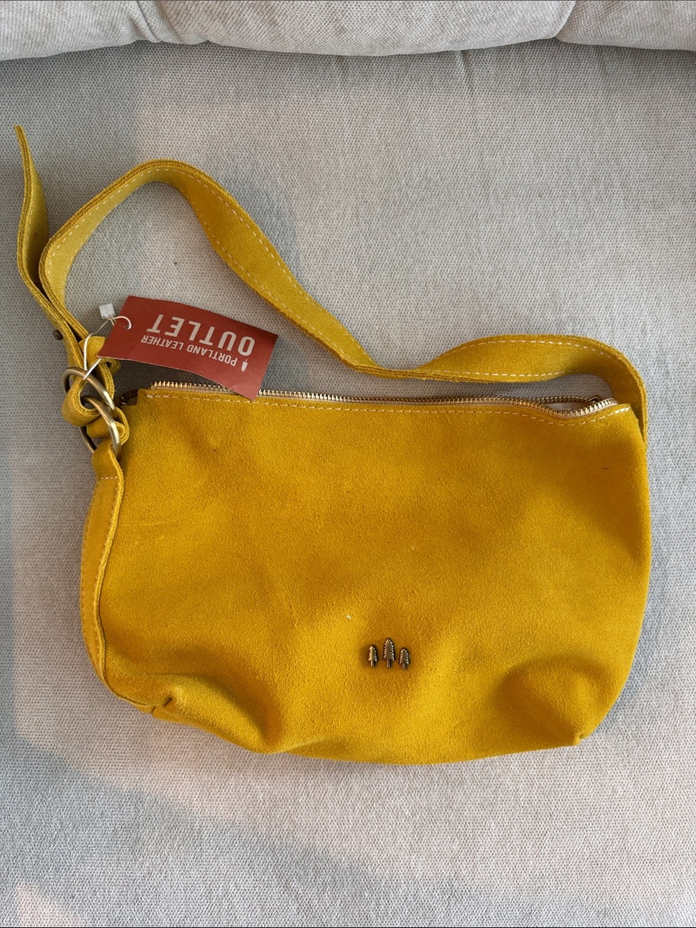 Portland Leather Mustard Yellow Suede Shoulder Bag